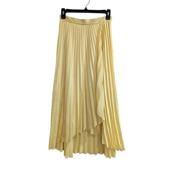 & OTHER STORIES PARIS ATELIER Satin Accordion Wrap Skirt 2 Sunshine Yellow - Picture 3 of 10